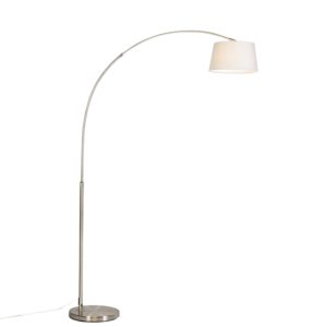 Modern arc lamp steel with white fabric shade – Arc Basic
