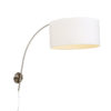 Modern wall arc lamp steel with white shade 50/50/25 adjustable