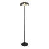 Frisbee LED Floor Lamp In Matt Black With Smoked Glass