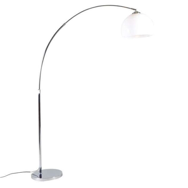 Modern arc lamp chrome with white shade - Arc Basic