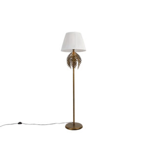 Vintage floor lamp gold with pleated shade white 45 cm – Botanica
