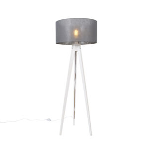 Modern floor lamp tripod white with gray shade 50 cm – Tripod Classic