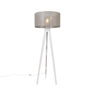 Modern floor lamp tripod white with shade taupe 50 cm – Tripod Classic