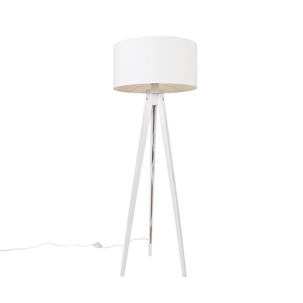 Modern floor lamp tripod white with white shade 50 cm - Tripod Classic