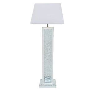 Arvada White Shade Floor Lamp With Mirrored Pillar Base