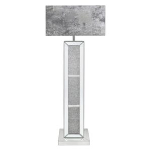 Macon Marble Grey Shade Floor Lamp With Mirrored Pillar Base