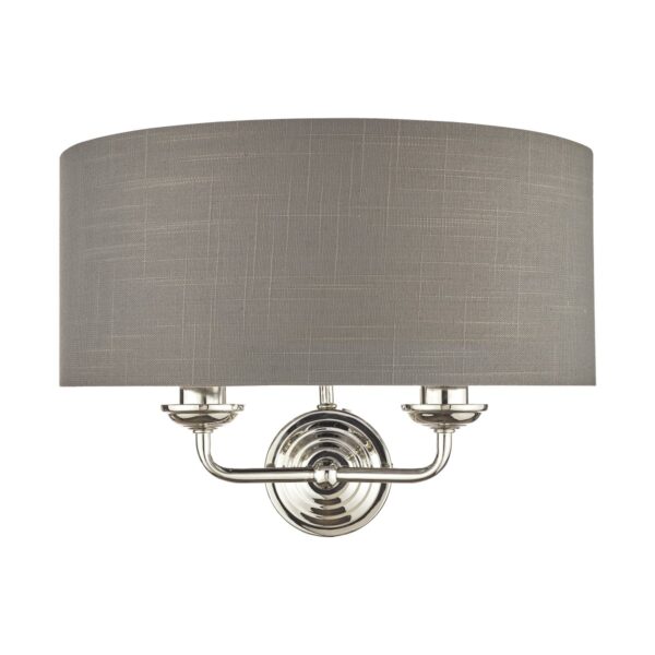 Laura Ashley Sorrento 2 Light Wall Light in Polished Nickel with Charcoal Shade