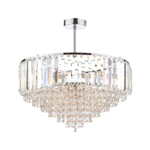 Laura Ashley Vienna 5 Light Semi Flush Ceiling Light In Polished Chrome With Crystal Glass