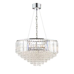 Laura Ashley Vienna 9 Light Chandelier In Polished Chrome With Crystal Glass