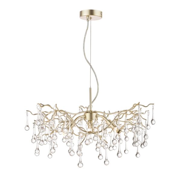 Laura Ashley Willow 3 Light Crystal Ceiling Pendant Light In Satin Champagne Finish