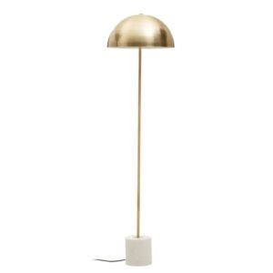 Moroni Gold Metal Shade Floor Lamp With White Marble Base