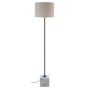 Moroni Natural Linen Floor Lamp With White Marble Base