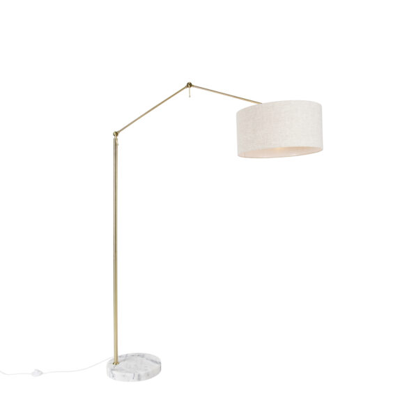 Floor lamp gold with shade light gray 50 cm adjustable - Editor