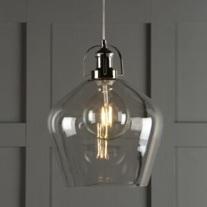 Laura Ashley Rye Clear Glass Ceiling Pendant Light In Polished Nickel Finish