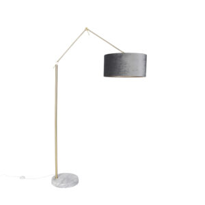 Modern floor lamp gold velvet shade gray 50 cm – Editor