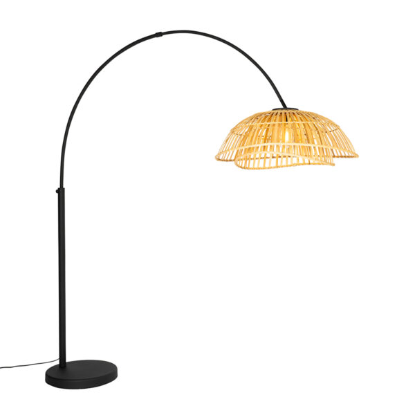 Oriental arc lamp black with natural bamboo - Pua