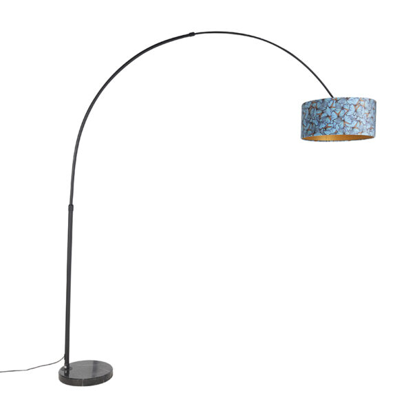 Arc lamp black velor shade butterfly design with gold 50 cm - XXL