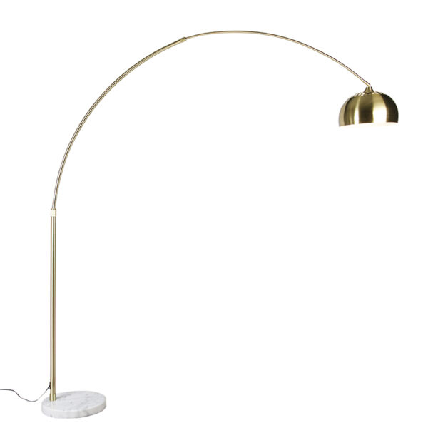 Arc lamp brass with white marble base adjustable - XXL
