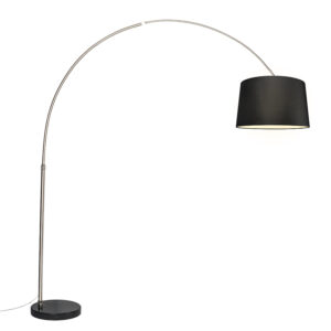 Arc lamp steel fabric shade black 45 cm – XXL