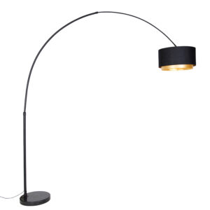 Modern arc lamp black with duo shade black with gold – XXL