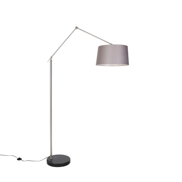 Modern floor lamp steel linen shade dark gray 45 cm - Editor