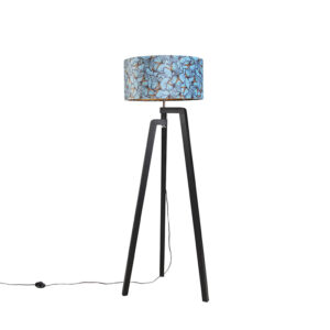 Tripod floor lamp black with shade butterfly design 50 cm – Puros