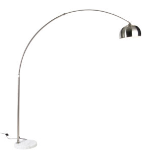 Arc lamp steel with white marble base adjustable – XXL