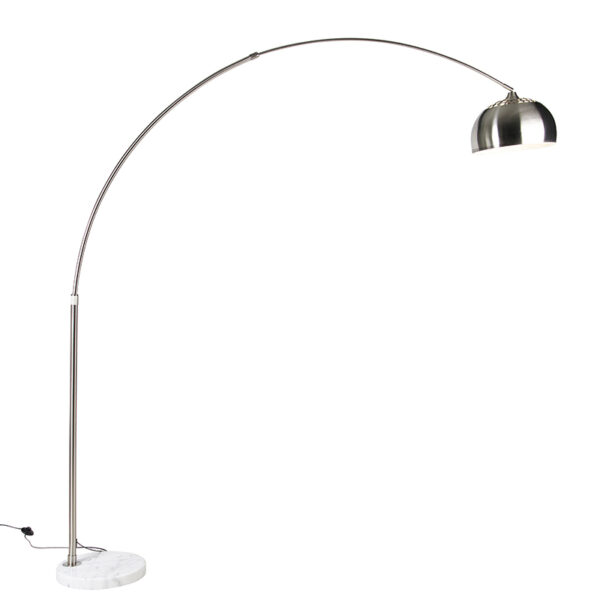 Arc lamp steel with white marble base adjustable - XXL