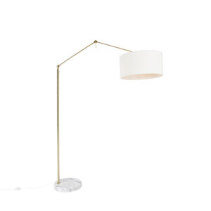 Floor lamp gold with boucle shade white 50 cm adjustable – Editor